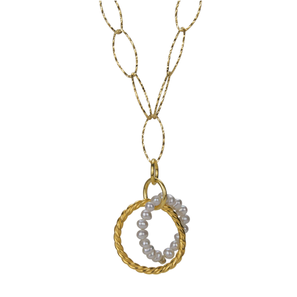Twisted Pearl Pendant Oval Chain